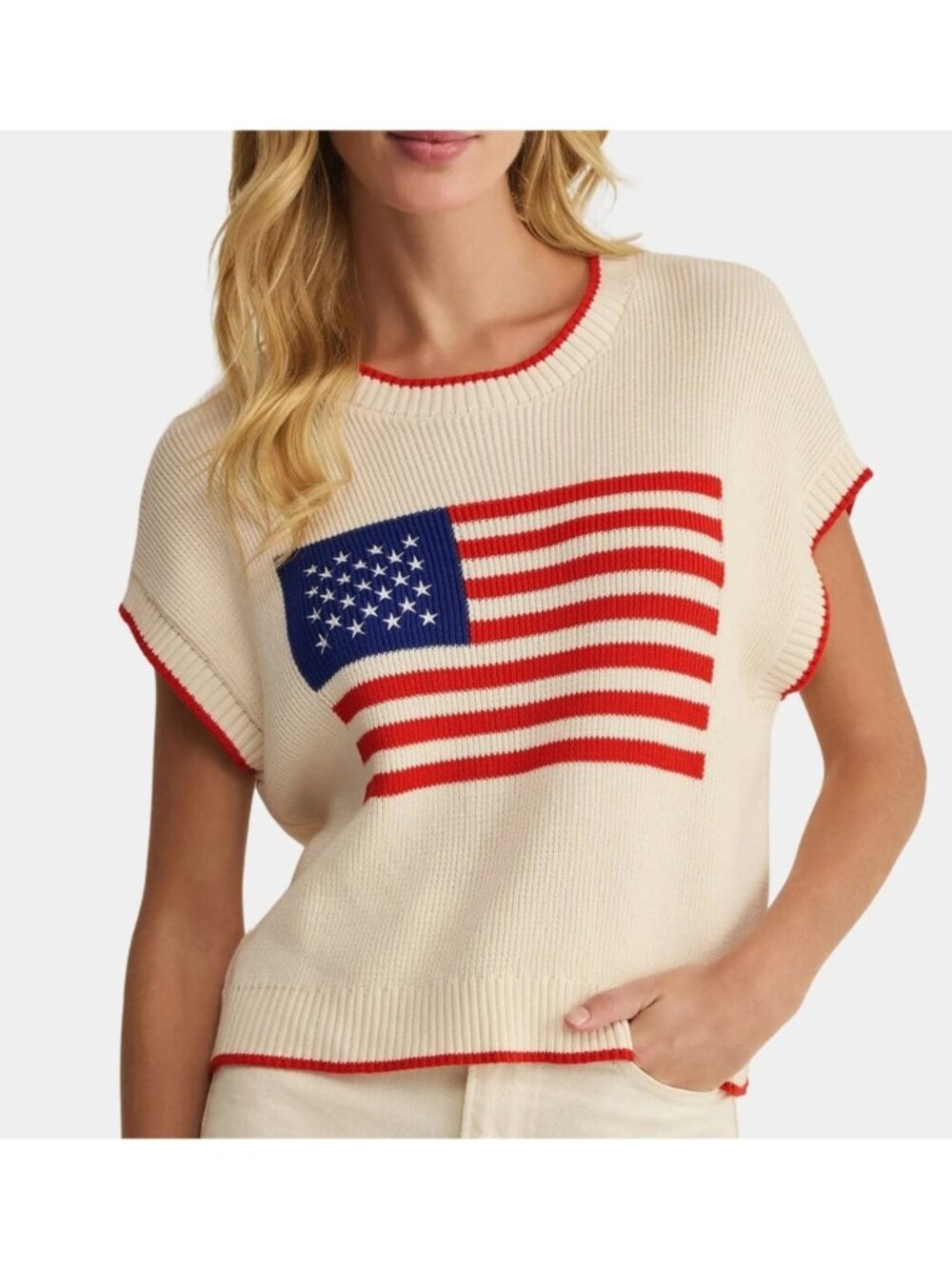 American Flag Lightweight Sweater Top NWT July 4th